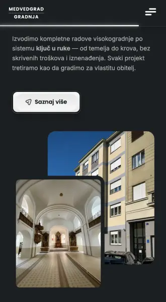 Web stranica Medvedgrad Gradnja na mobitelu.