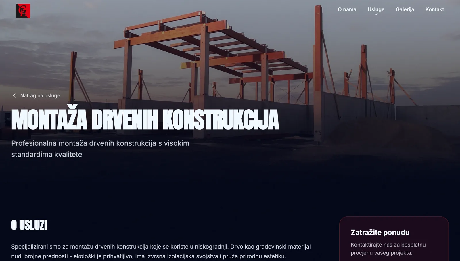 Sekcija izvedenih projekata na web stranici Graditeljstvo Lončar