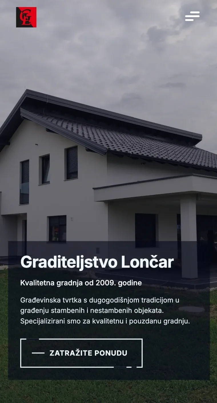 Web stranica Graditeljstvo Lončar — kvalitetna gradnja od 2009.
